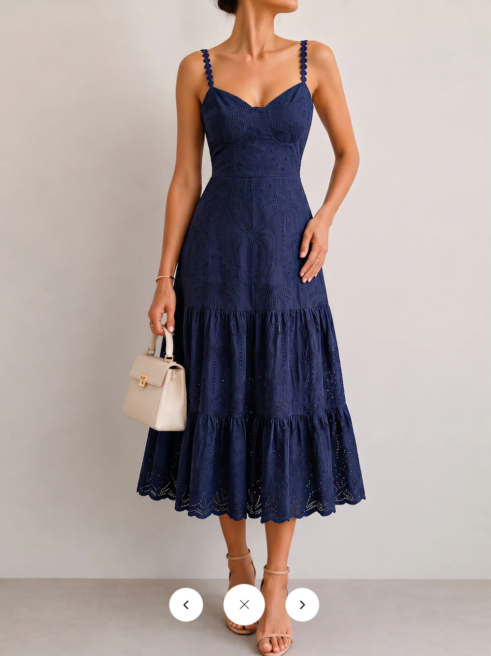 NWT Commense Eyelet Embroidery Tiered Cami Dress Sz L